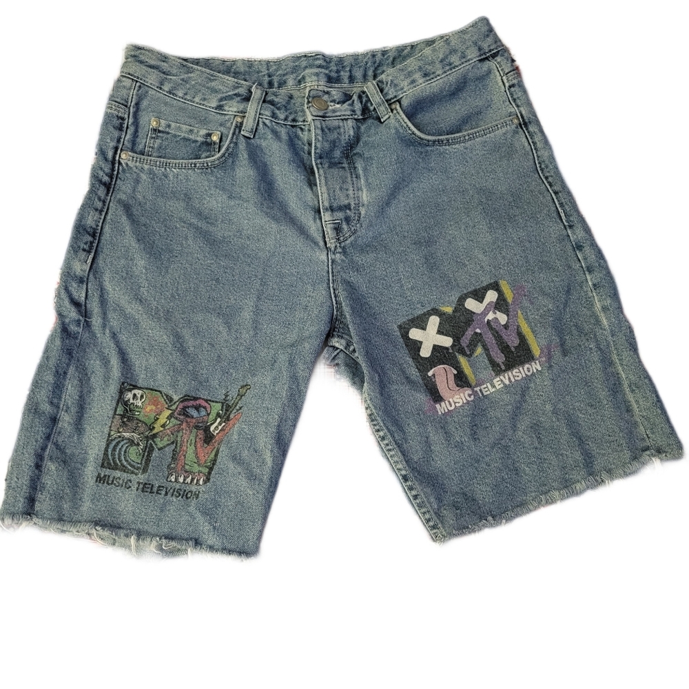 Asos x MTV Monster Raw Hem Button Fly Jean Shorts - Size 32 Waist